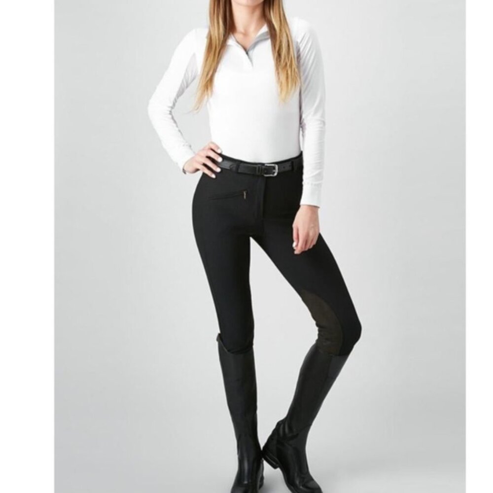 TuffRider Ladies Ribb Front Zip Knee Patch Breeches 28